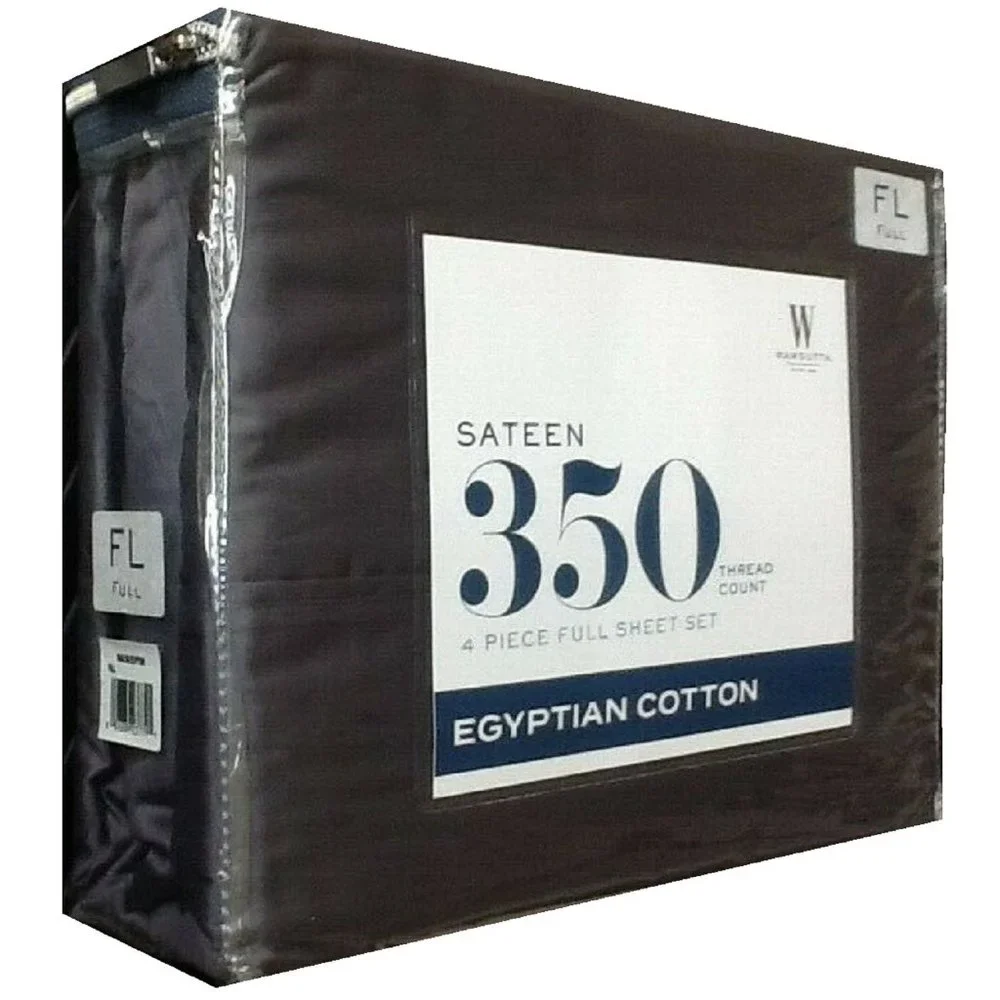 new 4-piece GRAY Wamsutta 350 TC 100% Egyptian Cotton Sateen FULL Sheet Set